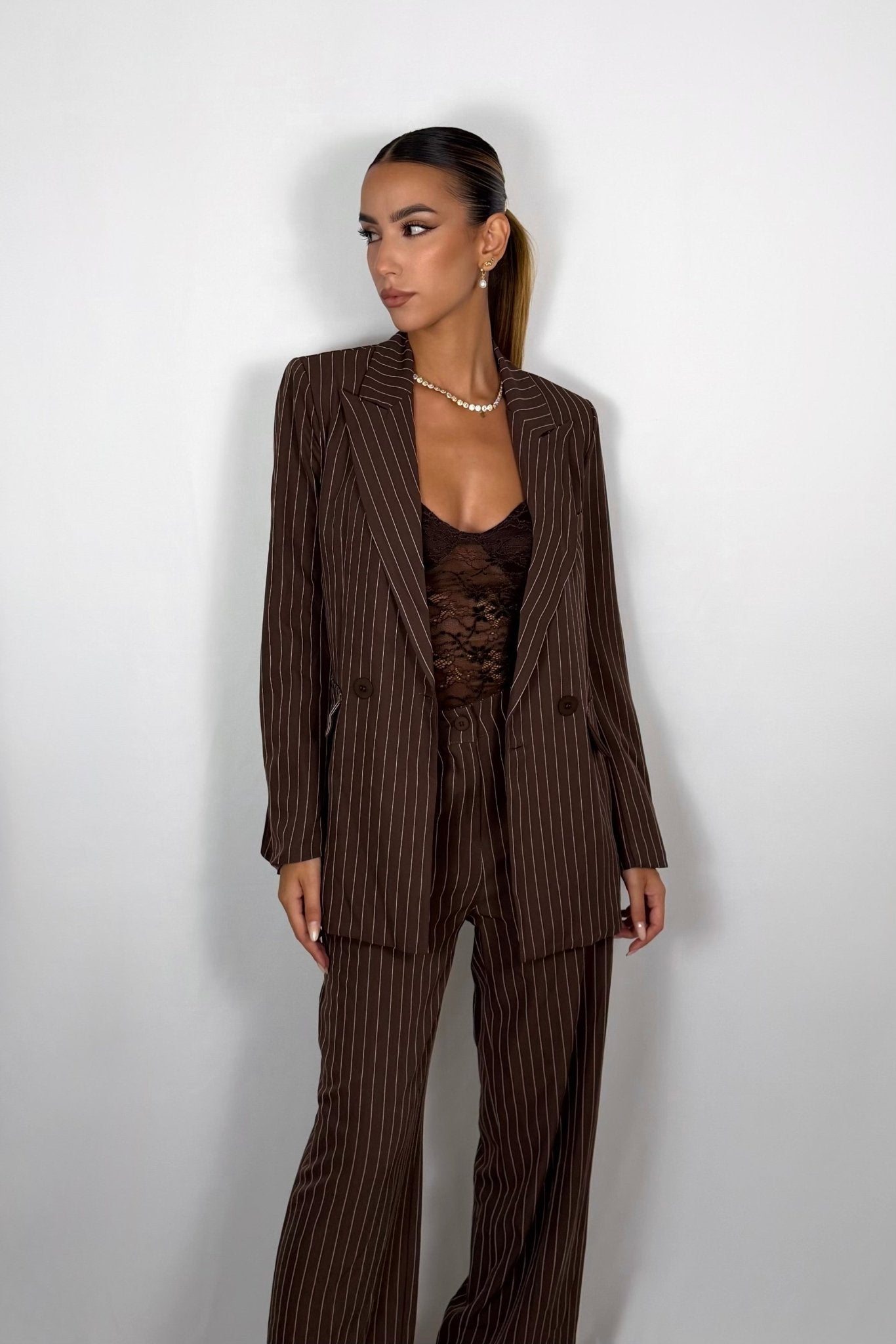 Tailleur gessato - Brown