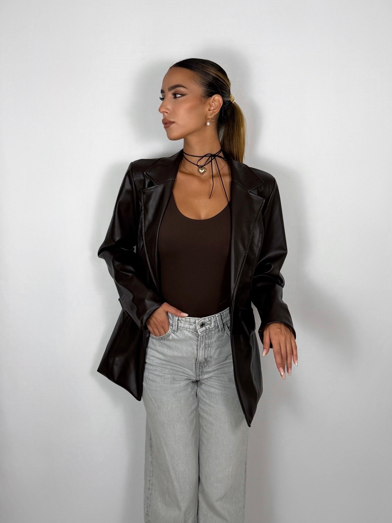 Blazer similpelle - Moro