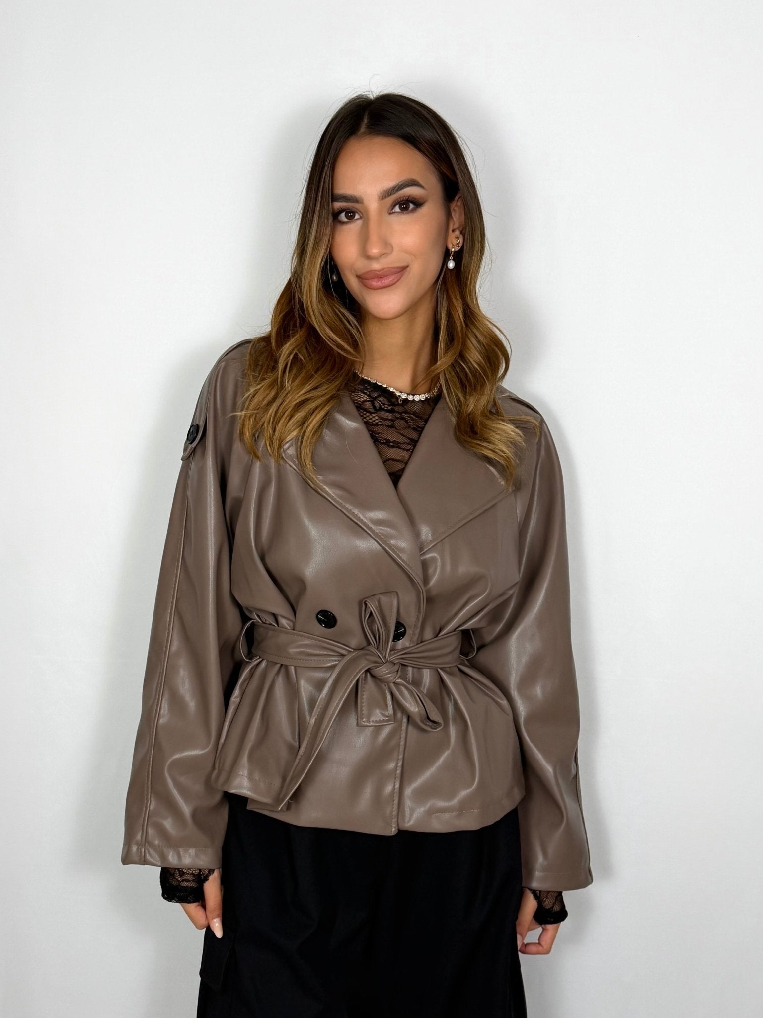 Trench Glamour similpelle - Tortora