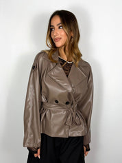 Trench Glamour similpelle - Tortora