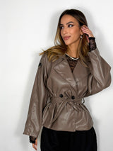 Trench Glamour similpelle - Tortora