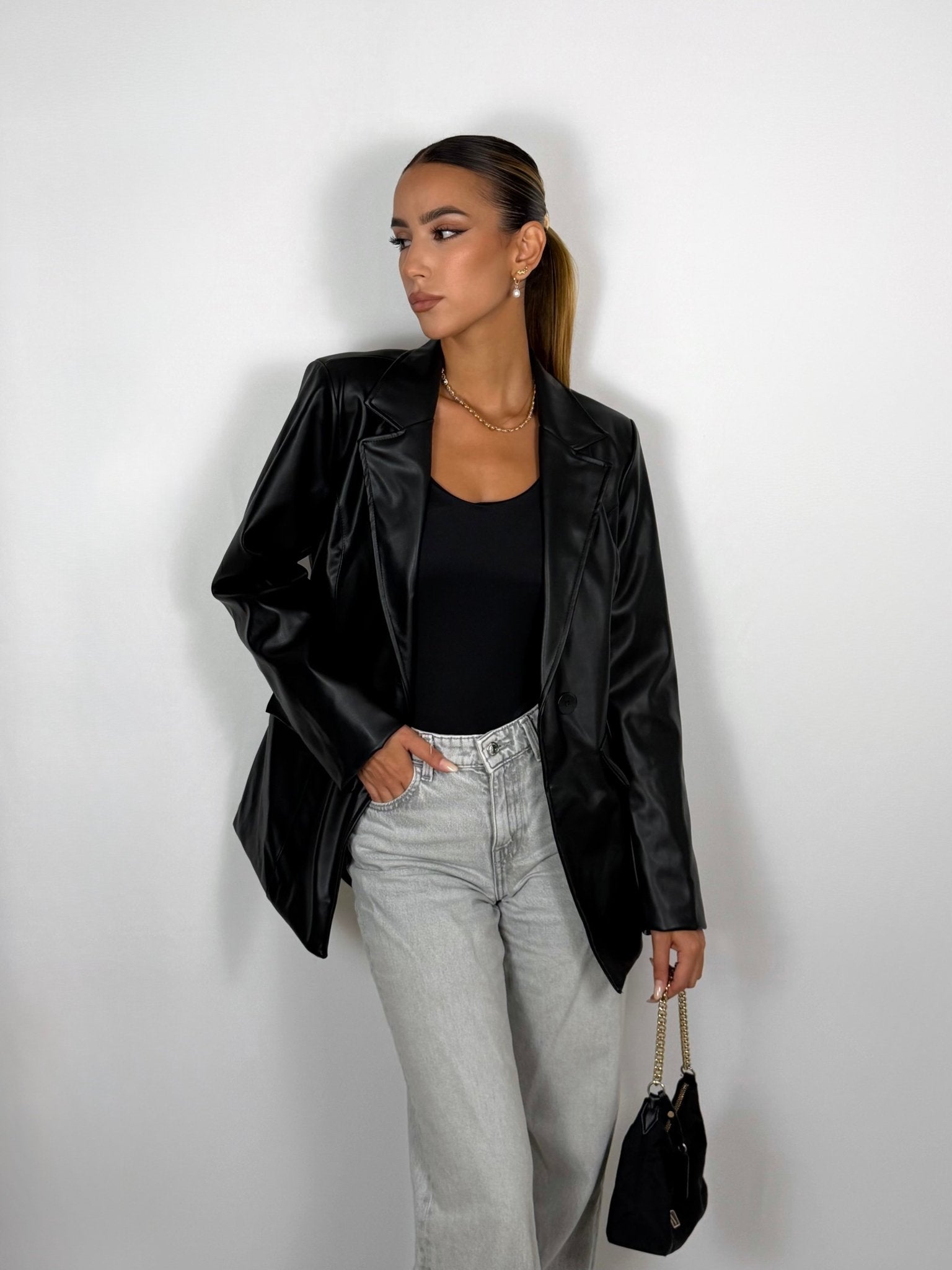 Blazer similpelle - Nero