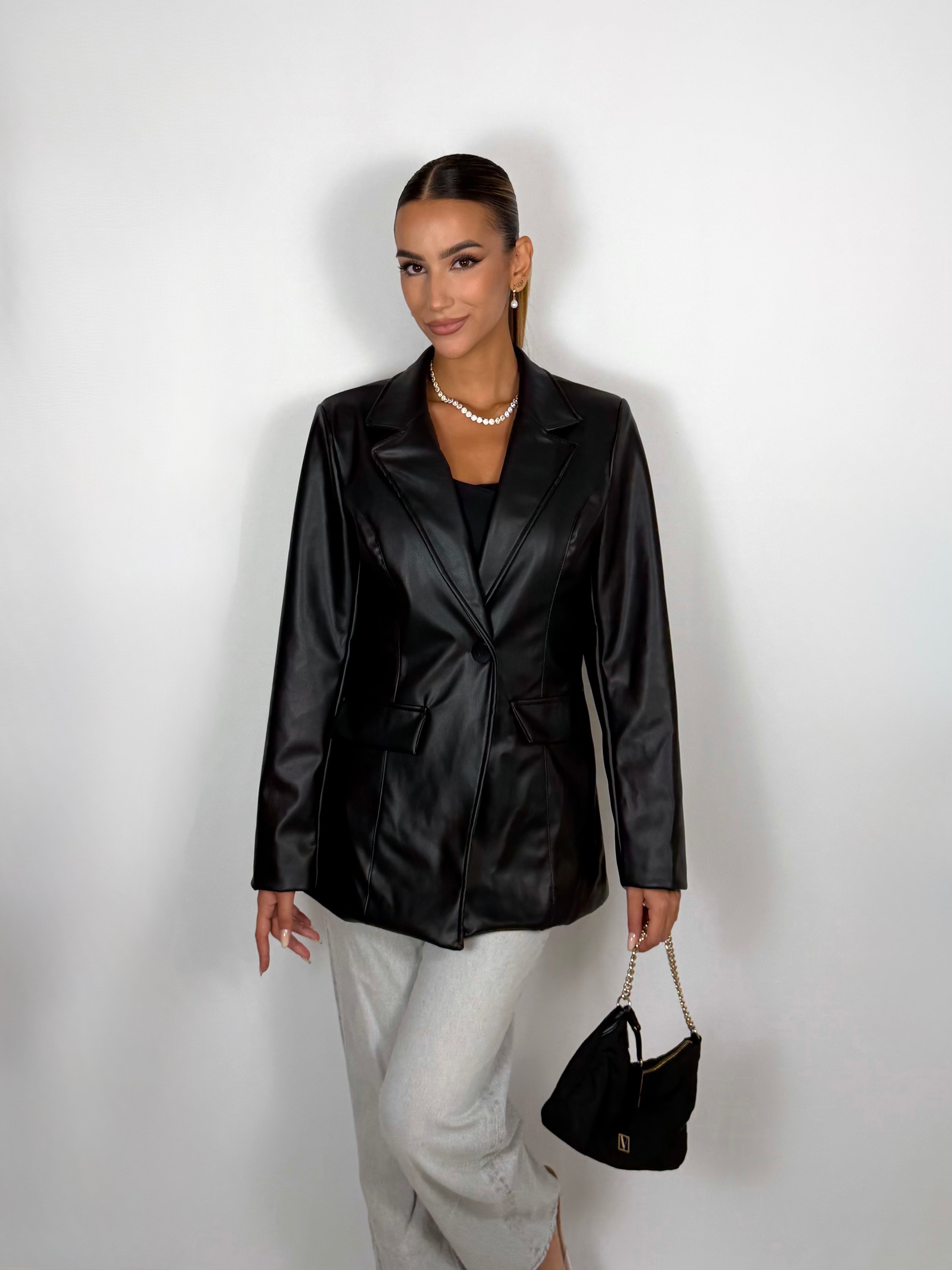 Blazer similpelle - Nero