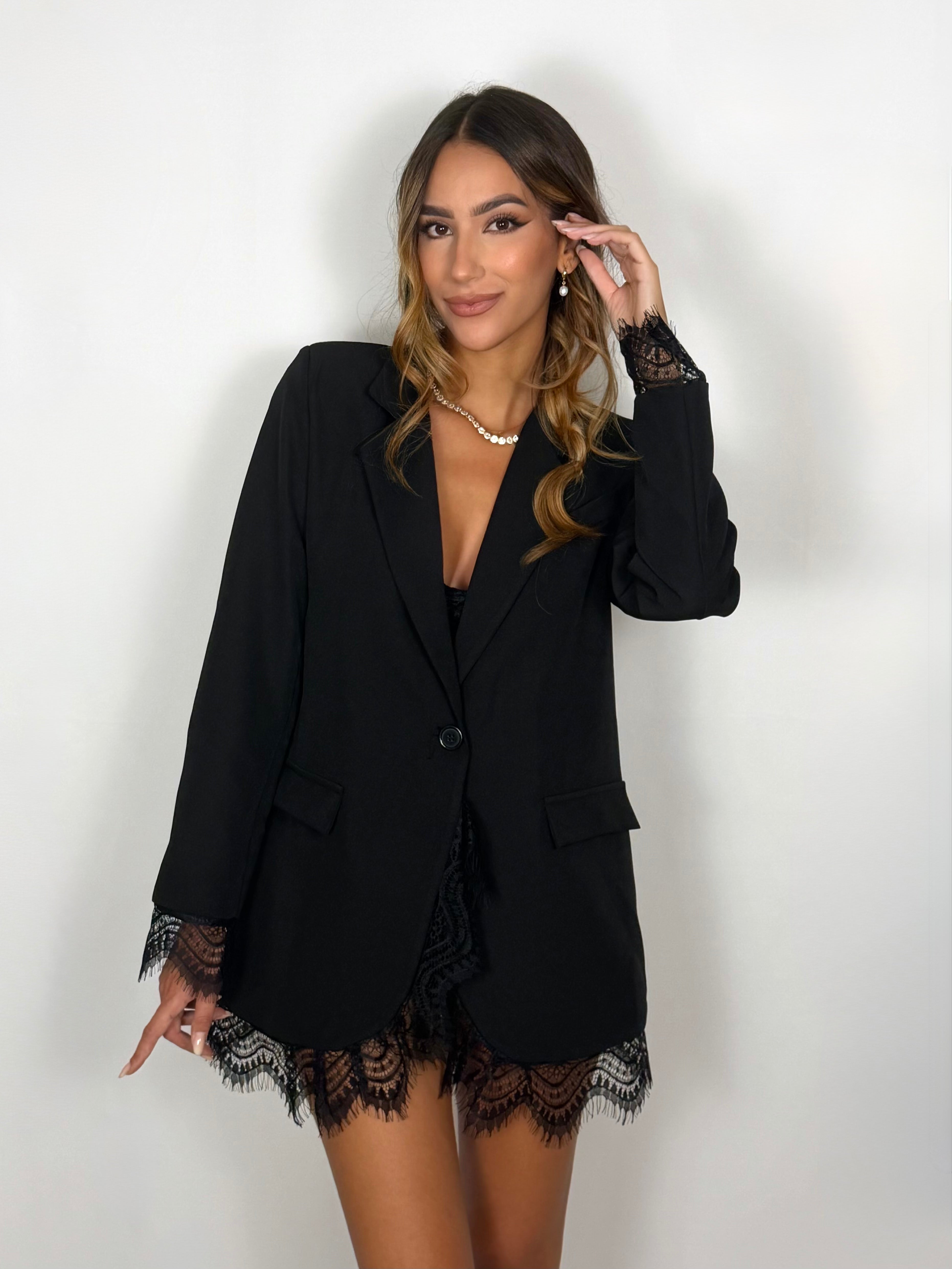 Blazer merletto - Nero