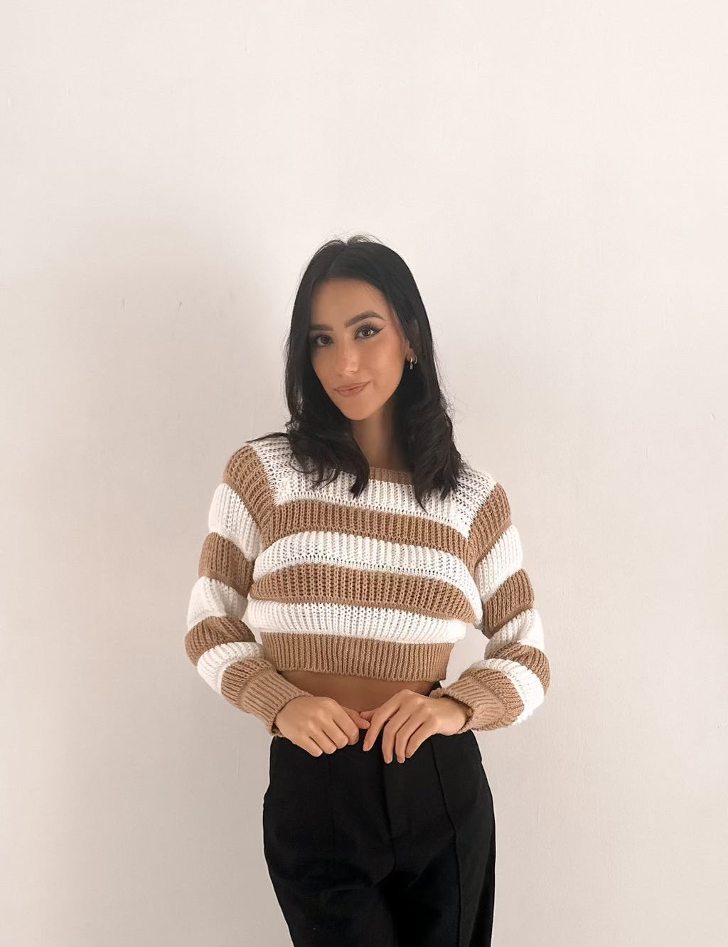 Maglione corto a righe