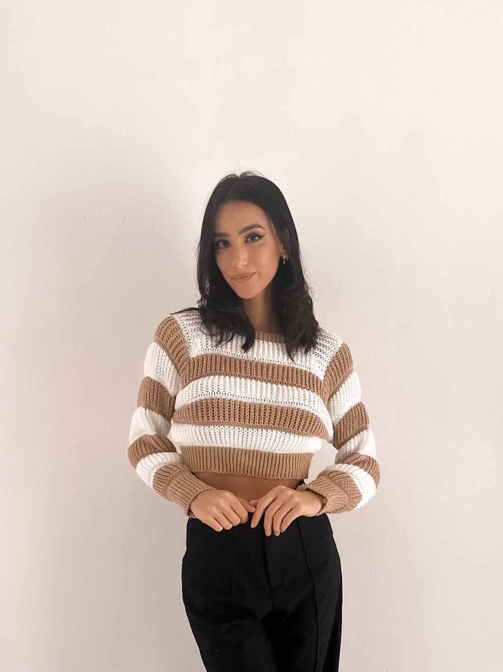 Maglione corto a righe