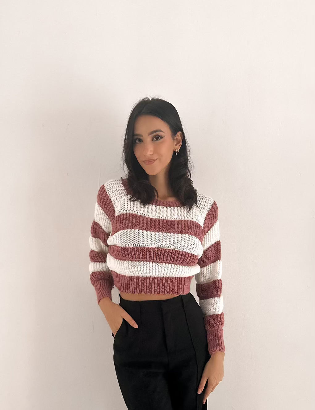 Maglione corto a righe