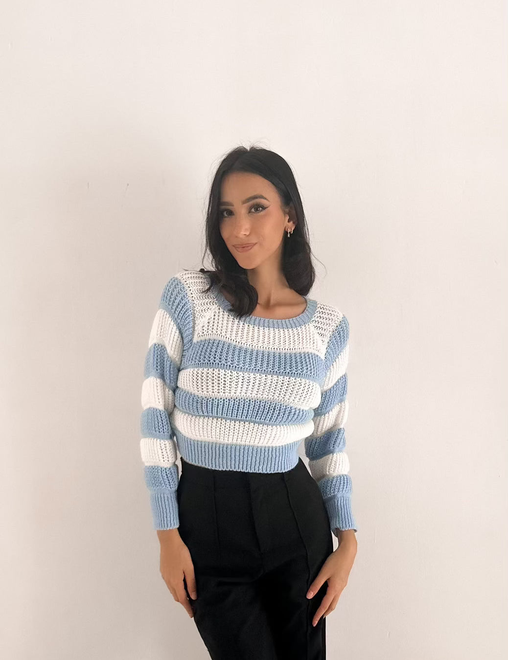 Maglione corto a righe