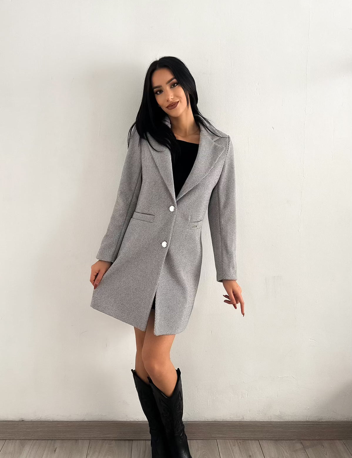 Cappotto donna grigio stile elegante